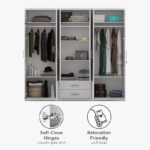 Philip 6-Door Wardrobe with 2 Drawers and Mirrors