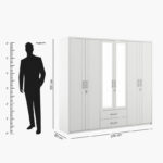 Philip 6-Door Wardrobe with 2 Drawers and Mirrors
