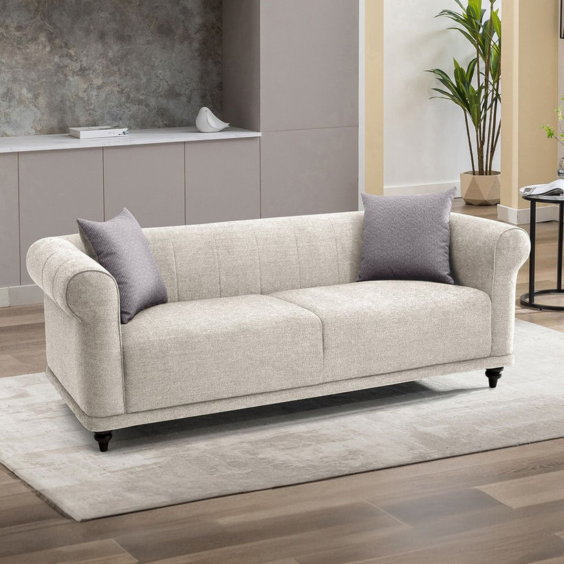 Oshawa 3-Seater Fabric Sofa with 2 Cushions - Image 3