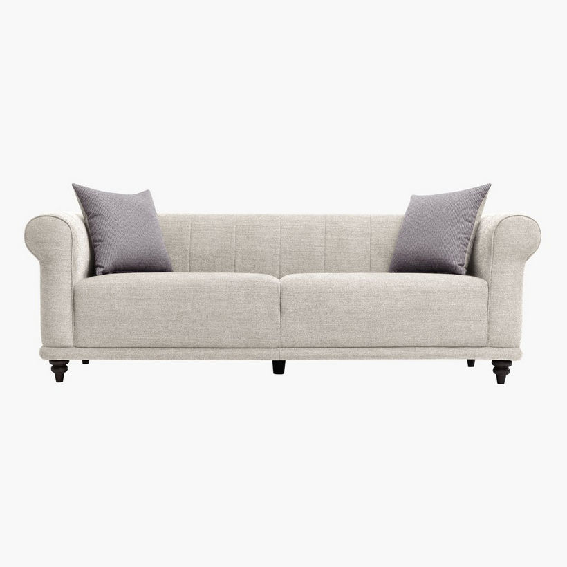 Oshawa 3-Seater Fabric Sofa with 2 Cushions - Image 4
