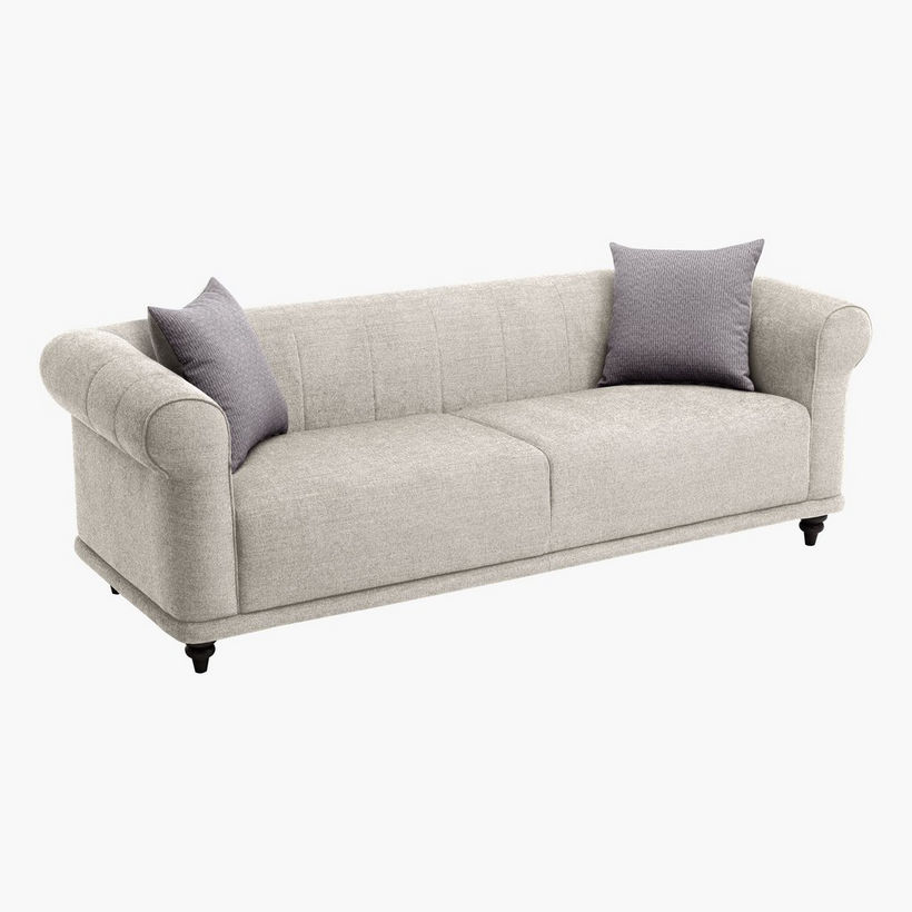 Oshawa 3-Seater Fabric Sofa with 2 Cushions - Image 5