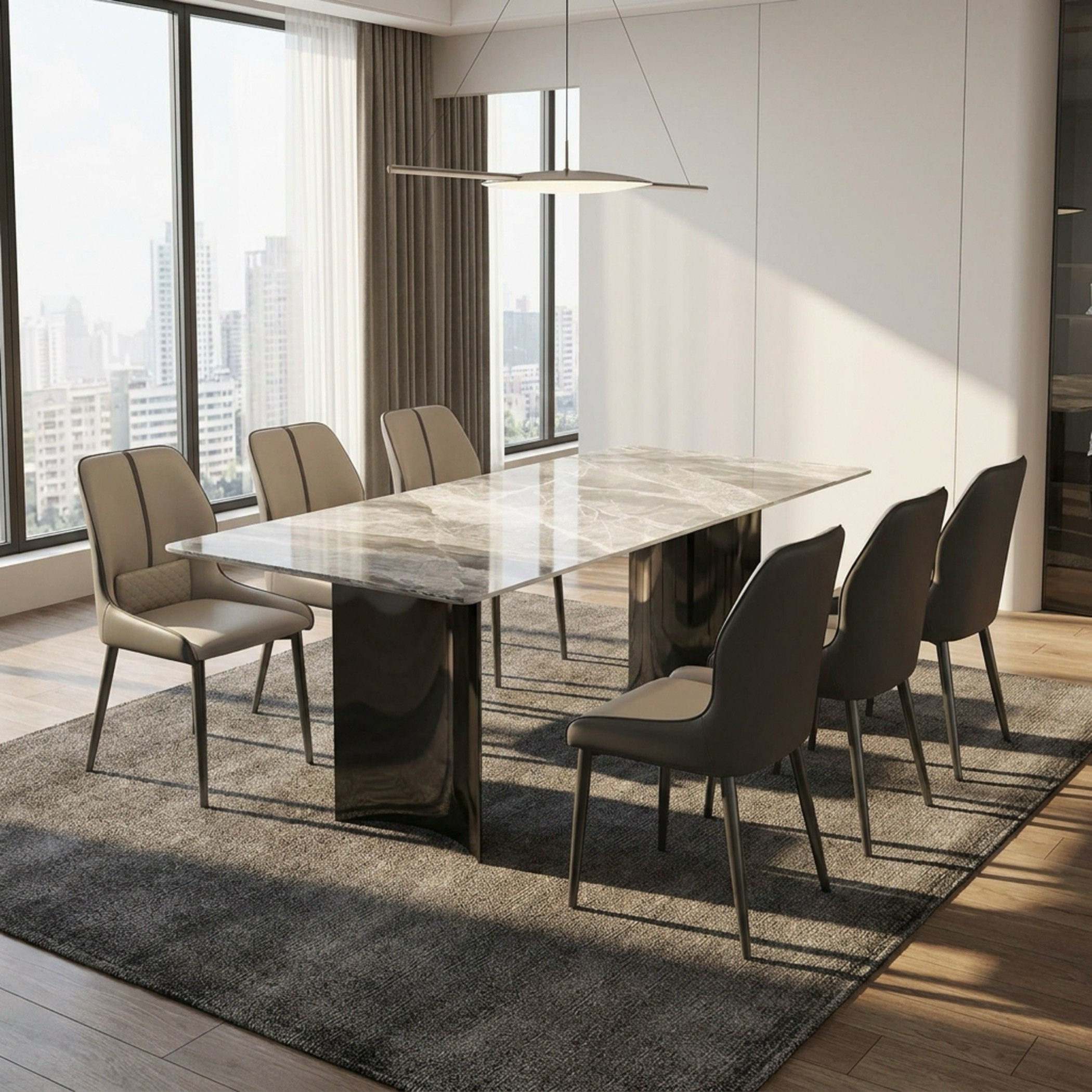 Titanium Sintered Stone Top 6-Seater Dining Table Set