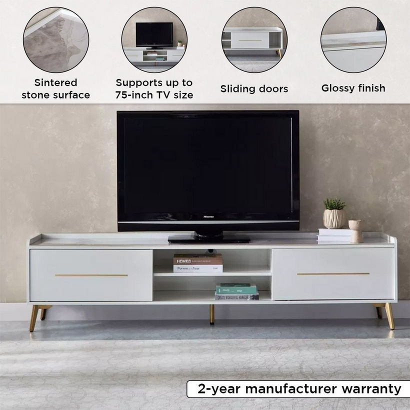 Pearl 2 Metre Sintered Stone TV Unit for TVs up to 80 inches - Image 5