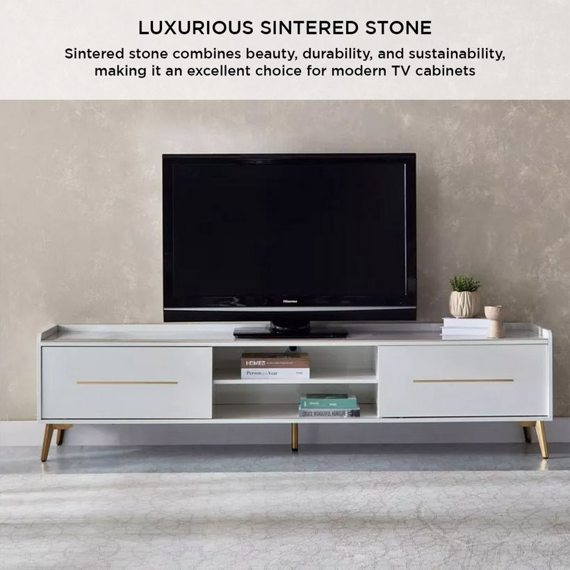 Pearl 2 Metre Sintered Stone TV Unit for TVs up to 80 inches - Image 8
