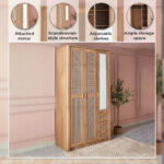 Java 3-Door Wardrobe with 3 Drawers and Mirror