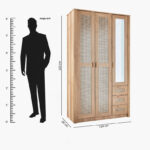 Java 3-Door Wardrobe with 3 Drawers and Mirror