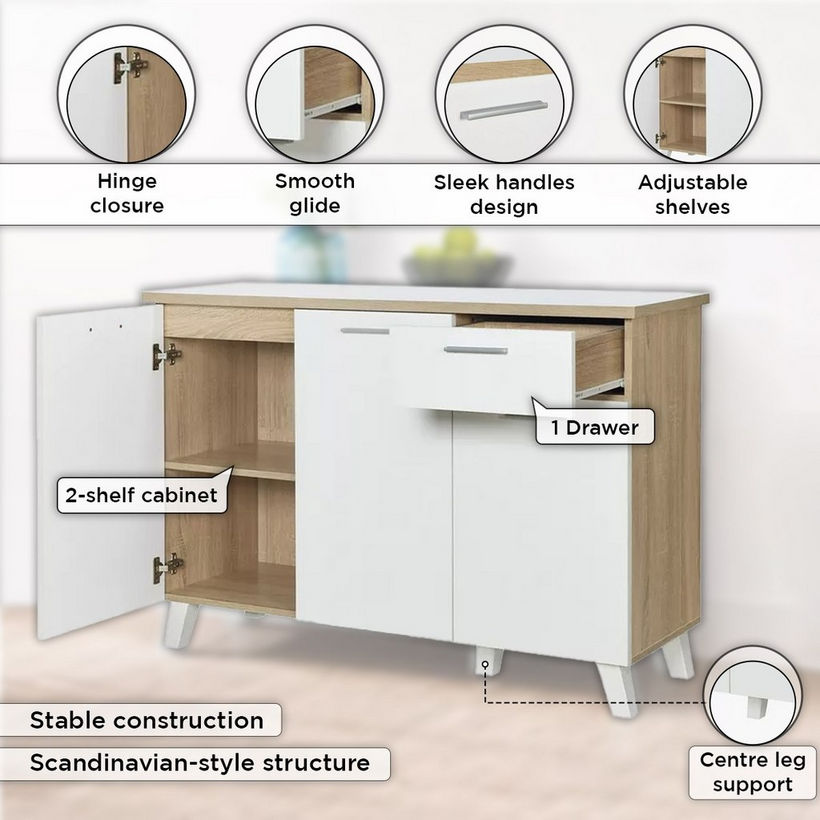 Alford Tile Top 3Door+1Drawer Sideboard/Kitchen Cabinet - Image 6