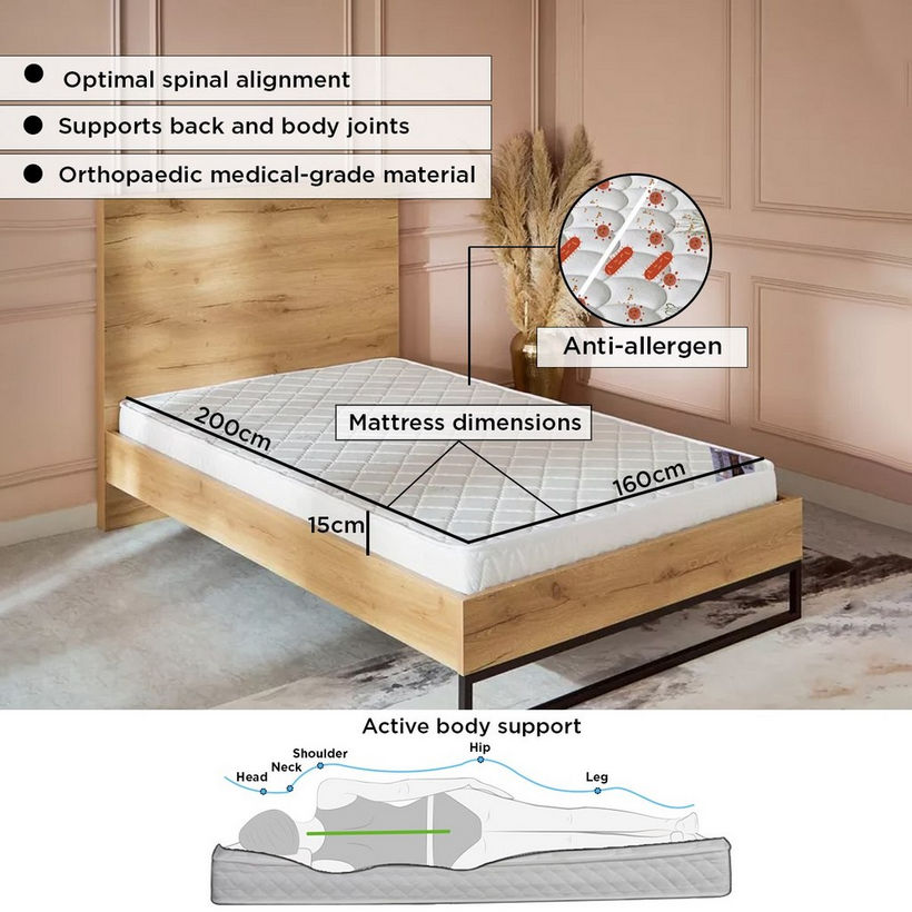 SleepEase iOrthopedic Medical Extra Firm Rebonded Foam Queen Mattress - 160x200x15 cm - Image 8