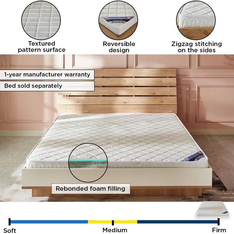 SleepEase iOrthopedic Medical Extra Firm Rebonded Foam Super King Mattress - 200x200x15 cm - Image 7