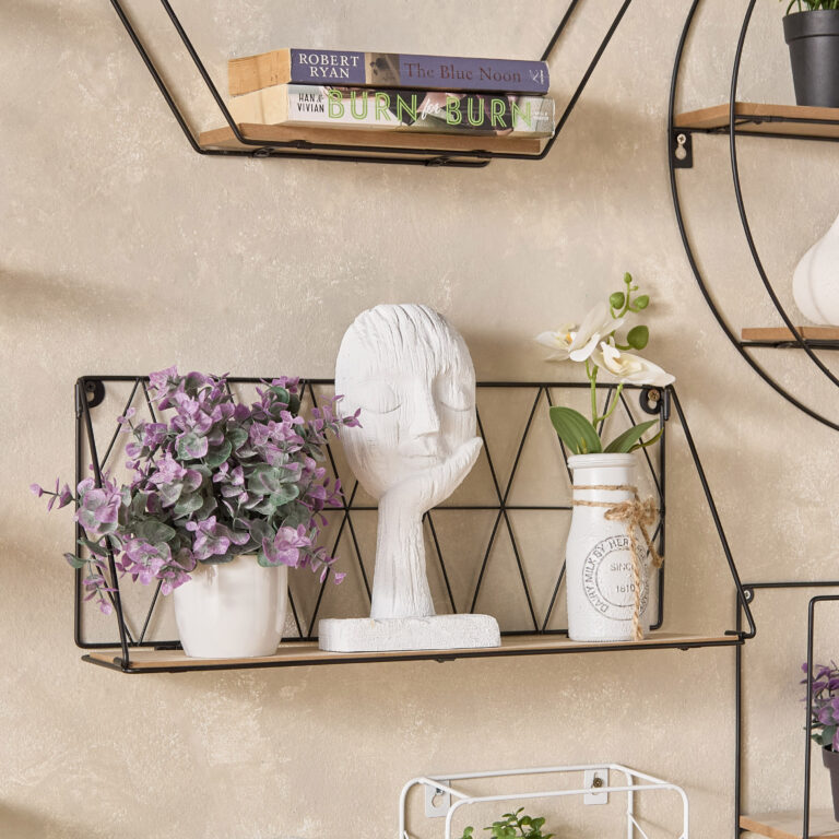 Sera Foldable Metal Wall Shelf with MDF Board - 48x13x20 cm