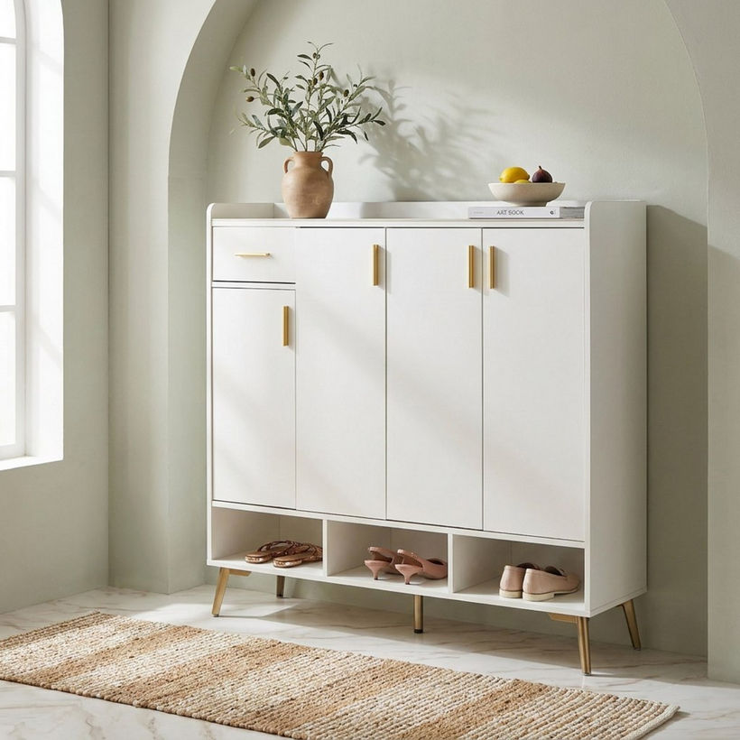 Pearl 22-Pair Sintered Stone Shoe Cabinet with 4 Doors and 1 Drawer - Image 3