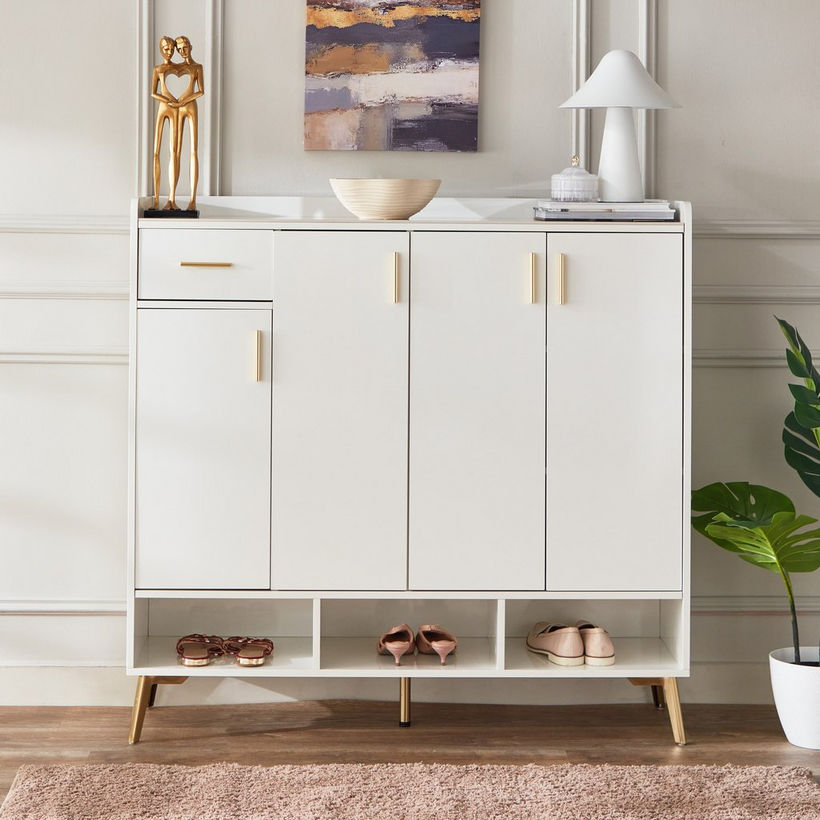 Pearl 22-Pair Sintered Stone Shoe Cabinet with 4 Doors and 1 Drawer - Image 4