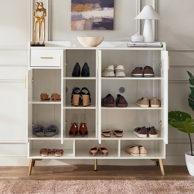 Pearl 22-Pair Sintered Stone Shoe Cabinet with 4 Doors and 1 Drawer - Image 5