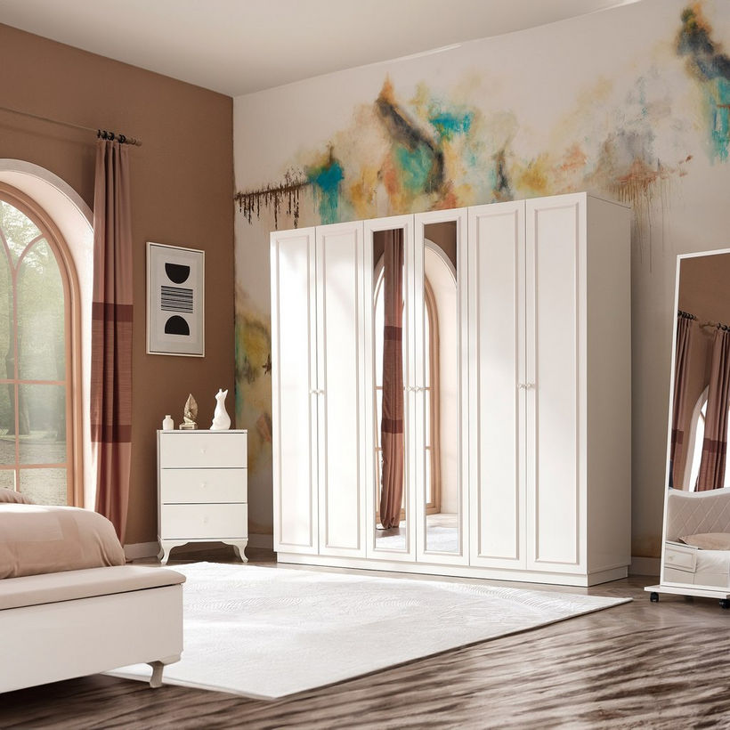 Elizabeth 6-Door Wardrobe with 2 Mirrors - Image 2