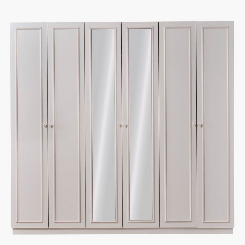 Elizabeth 6-Door Wardrobe with 2 Mirrors - Image 4