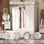 Elizabeth 6-Door Wardrobe with 2 Mirrors