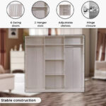 Elizabeth 6-Door Wardrobe with 2 Mirrors