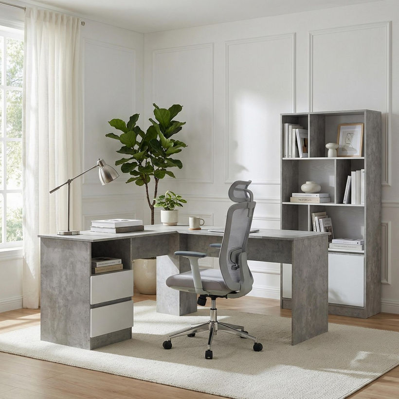 Alford Patara Corner Study Desk with 2 Drawers - Image 6
