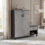 Capri 15-Pair Shoe Cabinet with Bench and Cushion