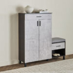 Capri 15-Pair Shoe Cabinet with Bench and Cushion