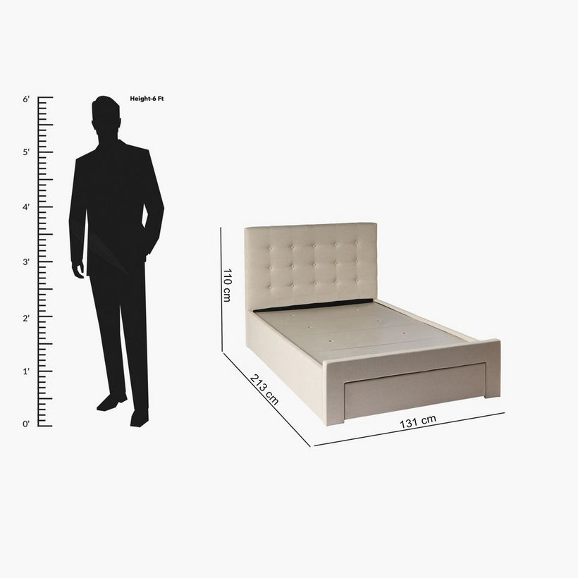 Movo Oakland Neo Upholstered Twin Bed with Drawer - 120x200 cm - Image 2