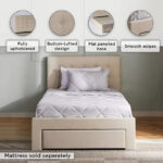 Movo Oakland Neo Upholstered Twin Bed with Drawer - 120x200 cm