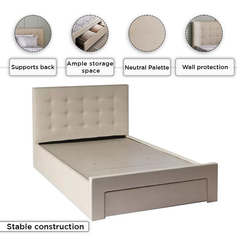 Movo Oakland Neo Upholstered Twin Bed with Drawer - 120x200 cm - Image 7