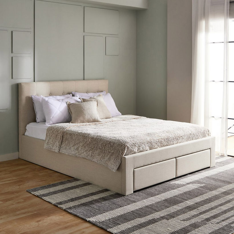 Movo Oakland Neo Upholstered Queen Bed with 2 Drawers - 160x200 cm - Image 3