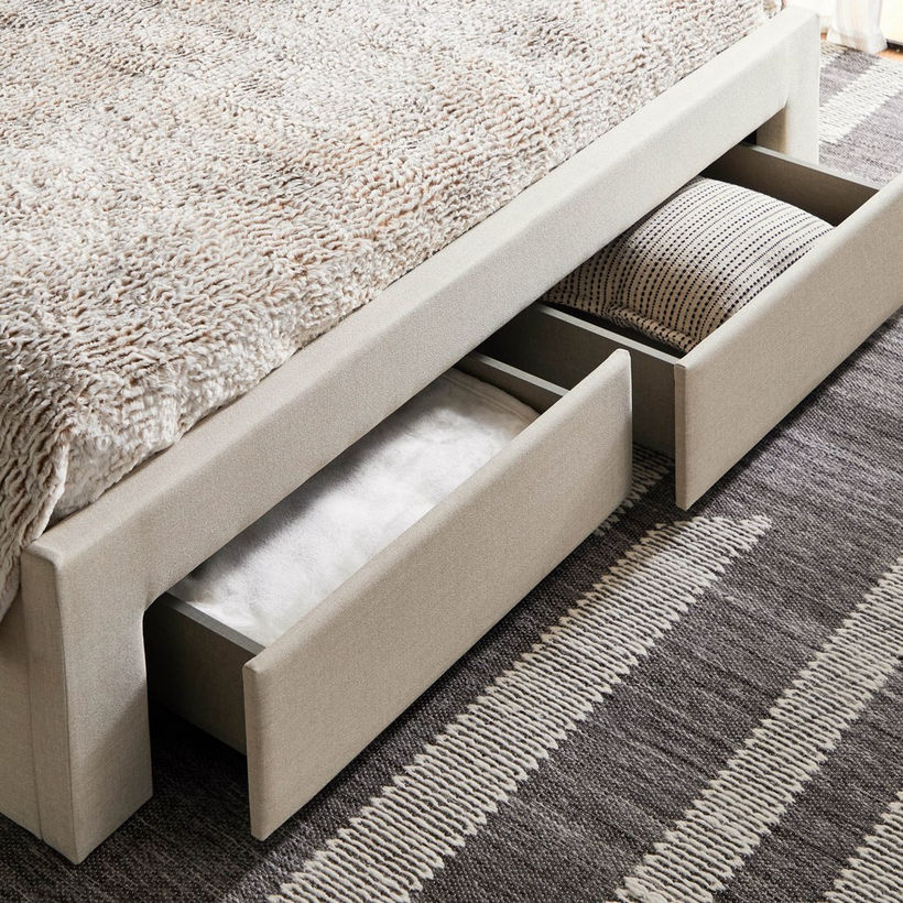 Movo Oakland Neo Upholstered Queen Bed with 2 Drawers - 160x200 cm - Image 5