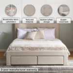 Movo Oakland Neo Upholstered Queen Bed with 2 Drawers - 160x200 cm