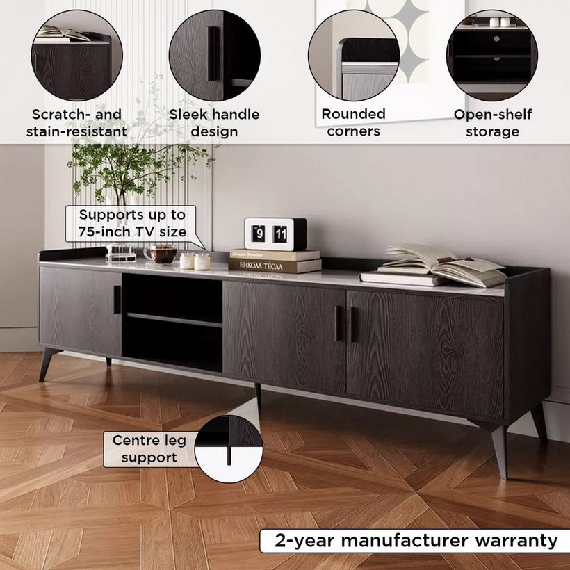 Marwell 2 Metre TV Unit with Sintered Stone Top for TVs up to 80 inches - Image 5