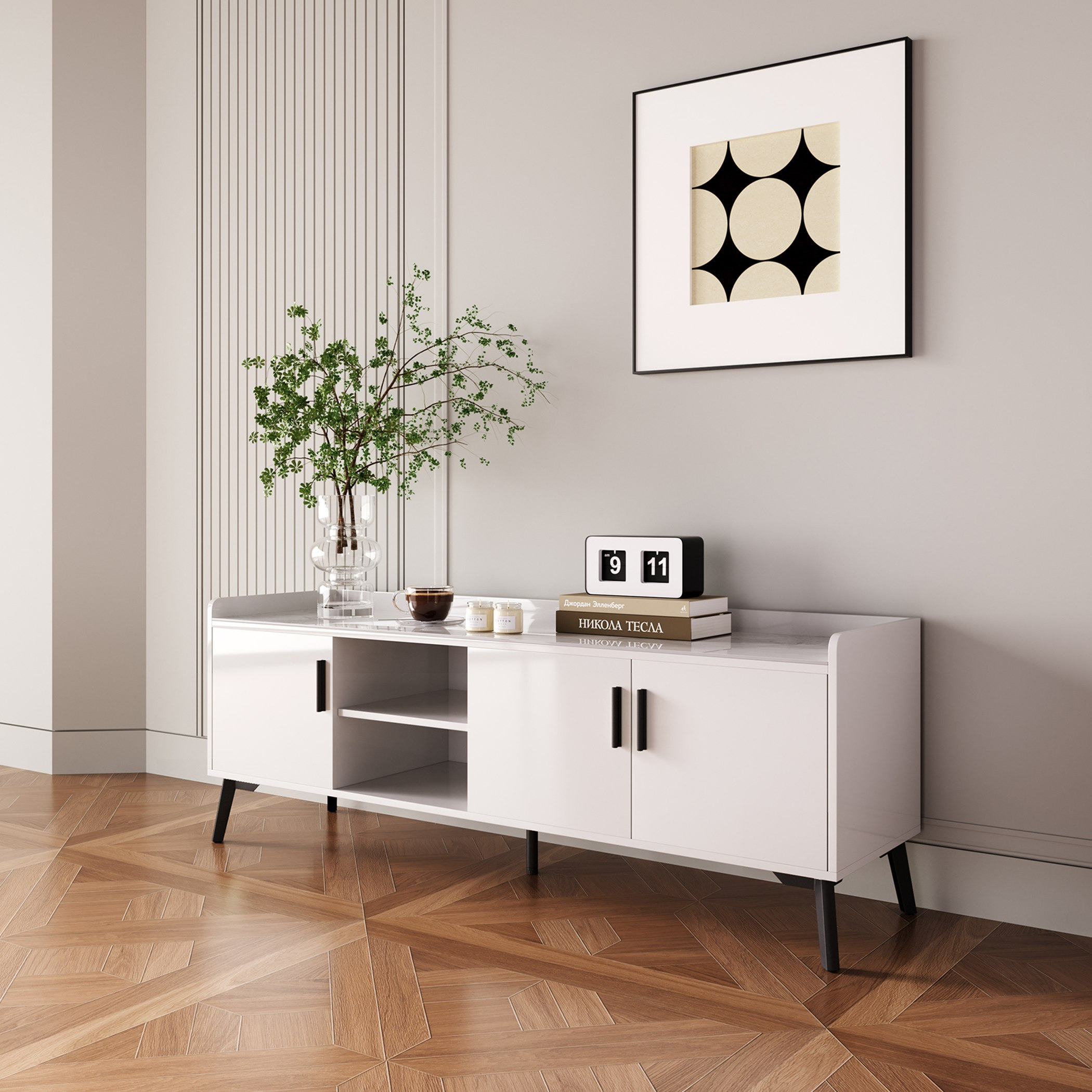 Marwell 1.5 Meter TV Unit with Sintered Stone Top for TV upto 65 inches