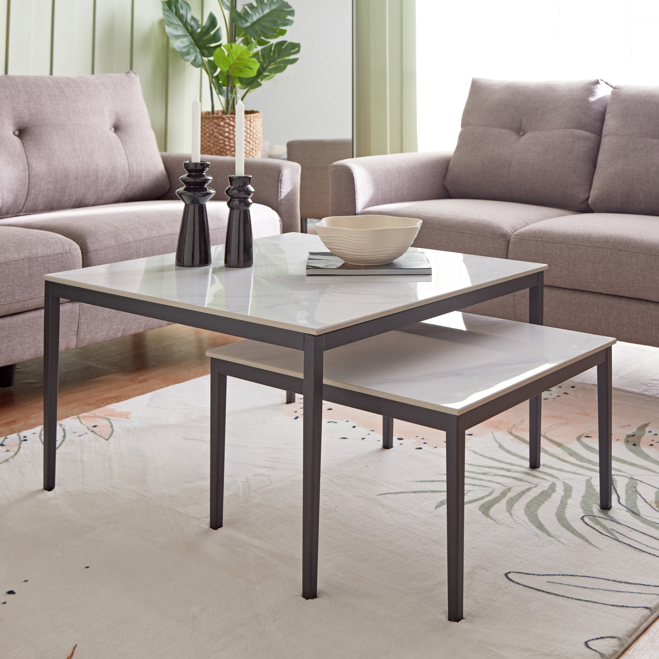 Baron Square Sintered Stone Coffee Table - Set of 2