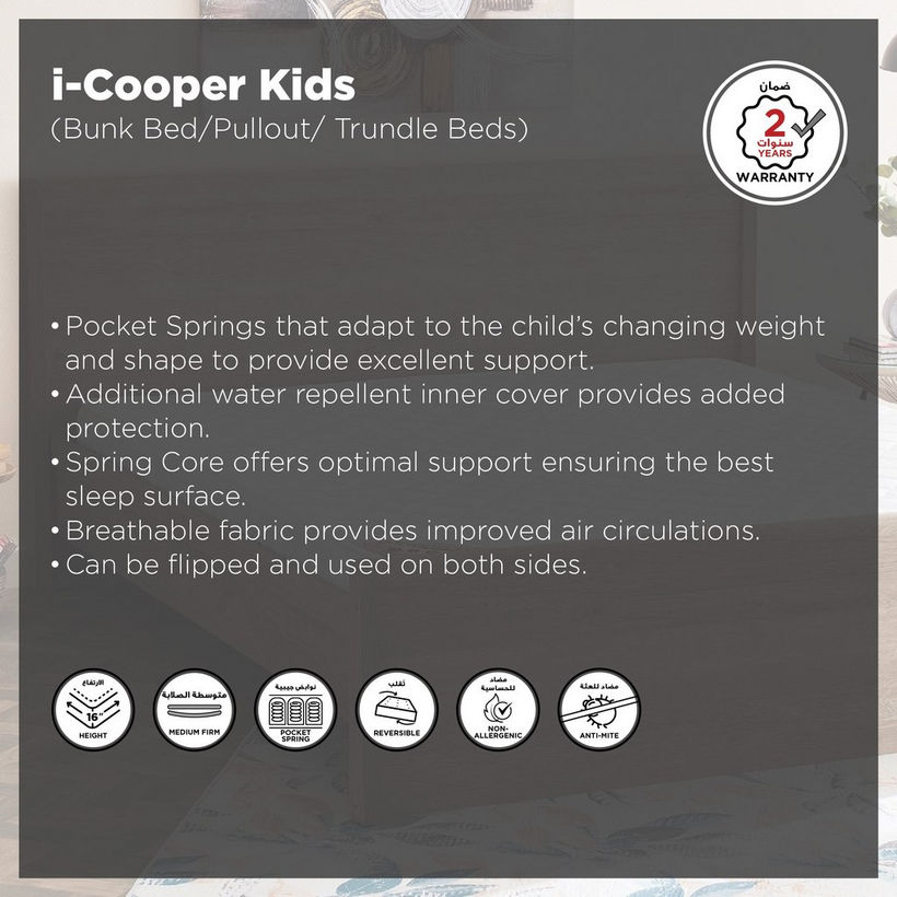 SleepEase iCooper Kids Foam Pocket Spring Queen Mattress - 140x200x16 cm - Image 5