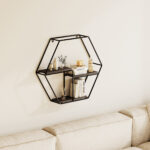 Urban Hexagon 3-Tier Metal Shelf - 48x10x42 cm