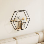 Urban Hexagon 3-Tier Metal Shelf - 48x10x42 cm