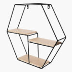 Urban Hexagon 3-Tier Metal Shelf - 48x10x42 cm