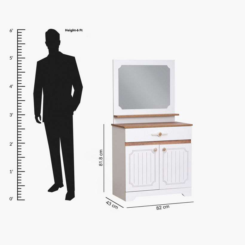 Listro 1-Drawer and 2-Door Dresser with Mirror