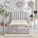 Movo Maine Lewis Hydraulic Storage Twin Upholstered Bed - 120x200 cm