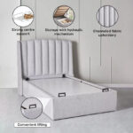 Movo Maine Lewis Hydraulic Storage Twin Upholstered Bed - 120x200 cm