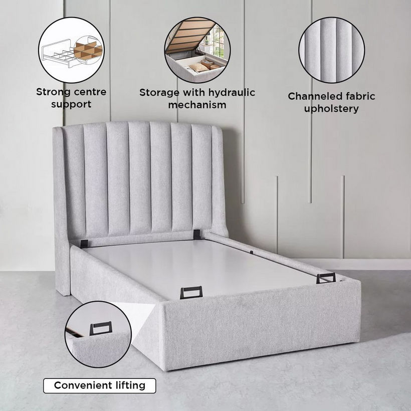 Movo Maine Lewis Hydraulic Storage Twin Upholstered Bed - 120x200 cm - Image 6