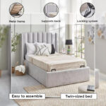 Movo Maine Lewis Hydraulic Storage Twin Upholstered Bed - 120x200 cm