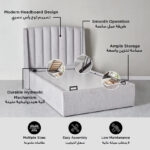 Movo Maine Lewis Hydraulic Storage Twin Upholstered Bed - 120x200 cm