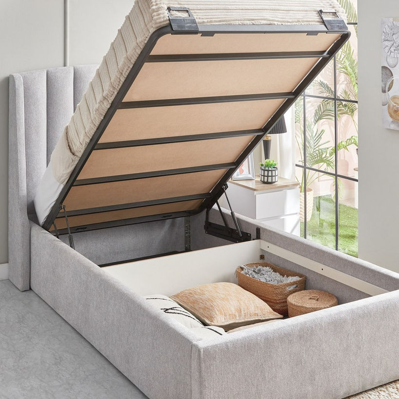 Movo Maine Lewis Hydraulic Storage Twin Upholstered Bed - 120x200 cm - Image 12