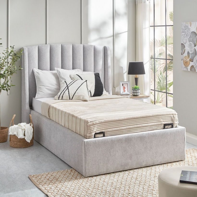 Movo Maine Lewis Hydraulic Storage Twin Upholstered Bed - 120x200 cm - Image 14