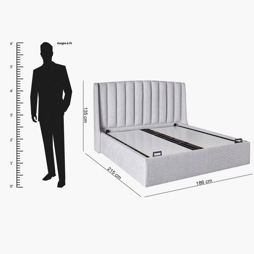 Movo Maine Lewis Hydraulic Storage Upholstered Queen Bed - 160x200 cm - Image 2