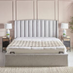 Movo Maine Lewis Hydraulic Storage Upholstered Queen Bed - 160x200 cm