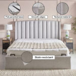 Movo Maine Lewis Hydraulic Storage Upholstered Queen Bed - 160x200 cm