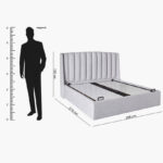 Movo Maine Lewis Upholstered King Bed with Hydraulic Storage - 180x200 cm