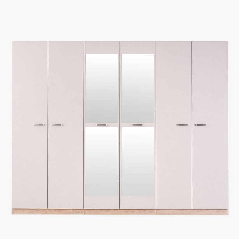 Hayes 6-Door Wardrobe with Mirror - Image 3